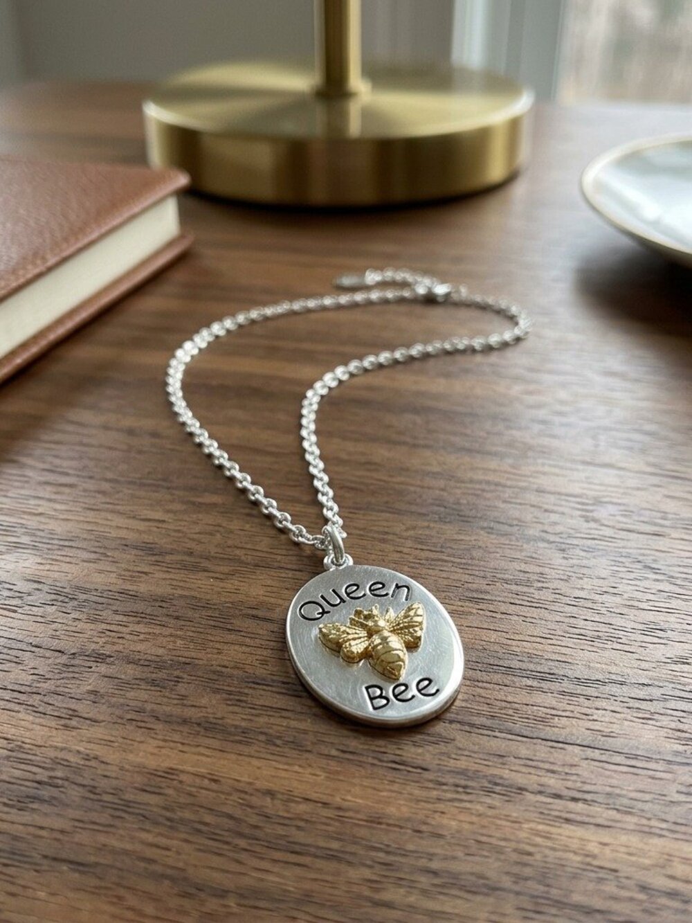 Queen Bee Coin Necklace Sterling Silver Pendant Charm Gift
